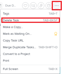 מחיקת משימה